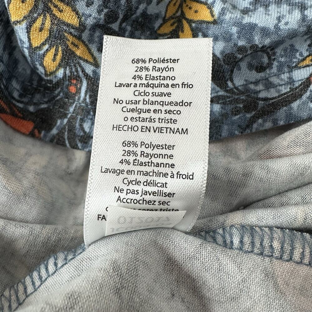 Lularoe Carly Dress Womens XS Blue Floral Bird Swing Boxy Oversized Modest - Picture 11 of 12